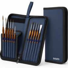 Short Paint Brush Holder & Organizer 5.4x10.7 Inches, Blue Canvas Bag for Bru...