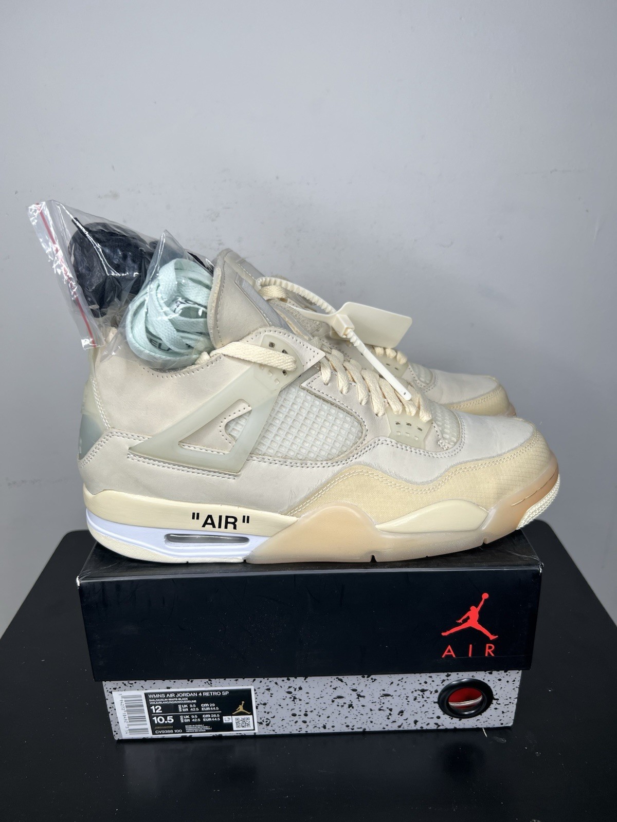 OFF WHITE X NIKE Nike Air Jordan 4 SP x Off White Mid Sail W taglia 12 W 10 5 M Virgil Abloh Retro IV