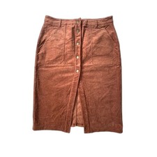 Others Follow Burgundy Button Front 90s Corduroy Pencil Skirt XL Stretch Vintage