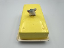 Vintage Ceramic Cheese Dish with Mouse – Novelty Retro Tableware