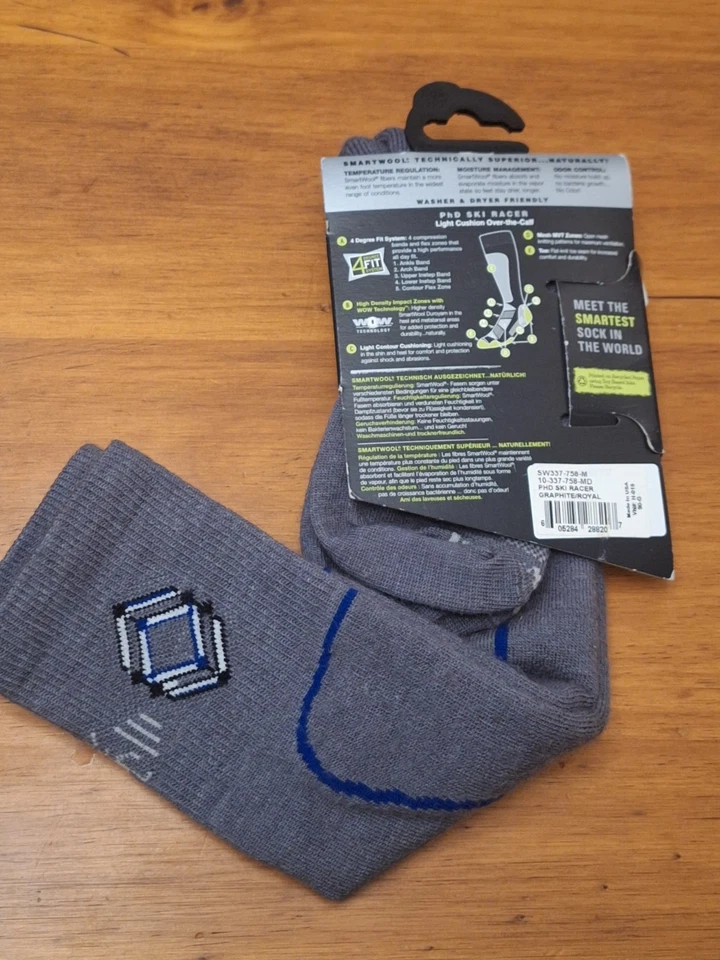 SMARTWOL SOCKS M-PHD SKI RACER FIT AND WARMTH Light Cushion New  - Image 4 of 4