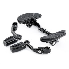 Black Passenger Floorboards 1.25" Long Angled Footpegs Touring