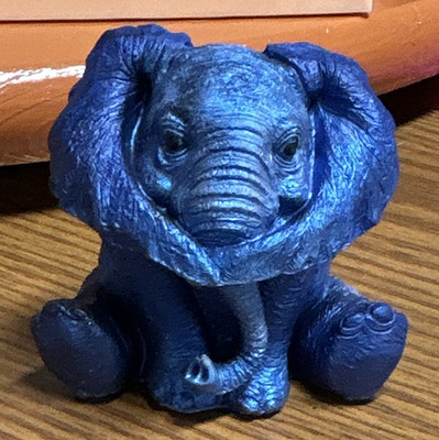Blue Elephant Figurine Sitting Pose Resin Elephant Animal Figurine
