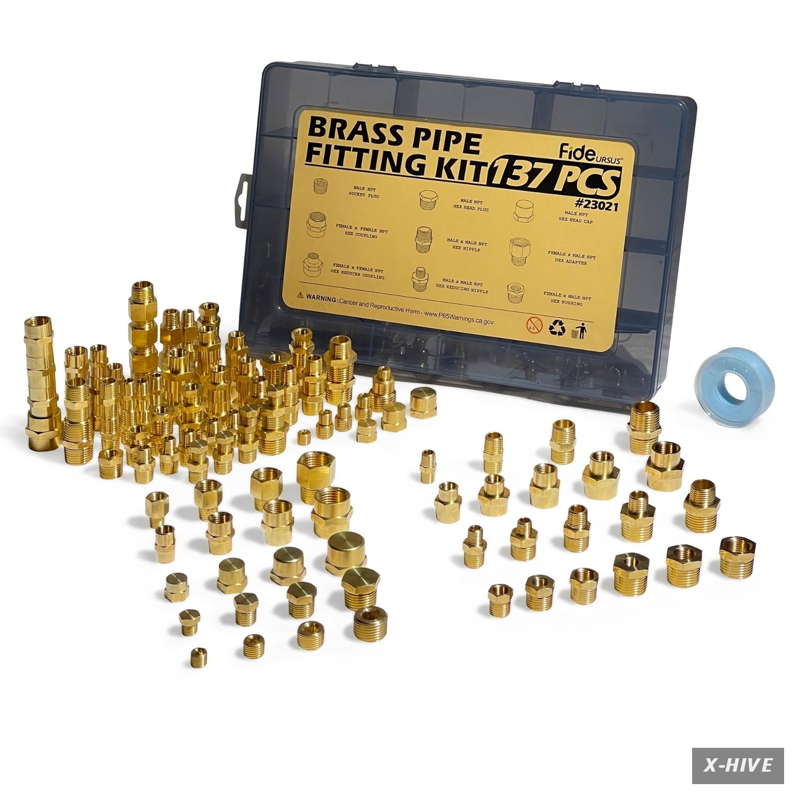 137PCS Brass Pipe Fittings Assortment Kit NPT Extension Adapter,Reducer Bushing,
