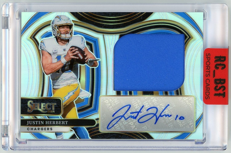 JUSTIN HERBERT Jumbo Patch Auto - Silver Prizm #/99 2024 Panini Select #JSSP-JHT
