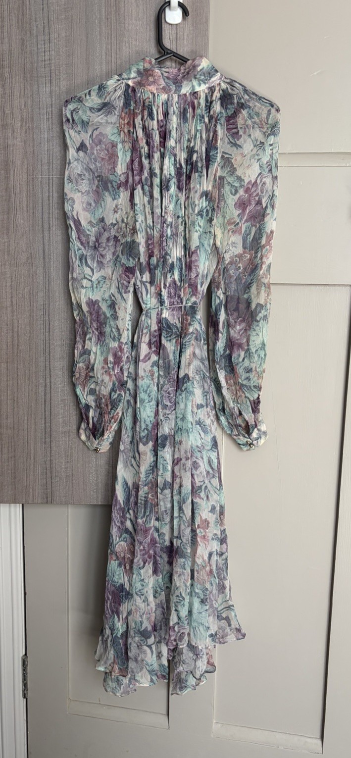 Zimmermann Silk Maxi Tent Dress Pastel Purple Green size 1 AU 10 US 6