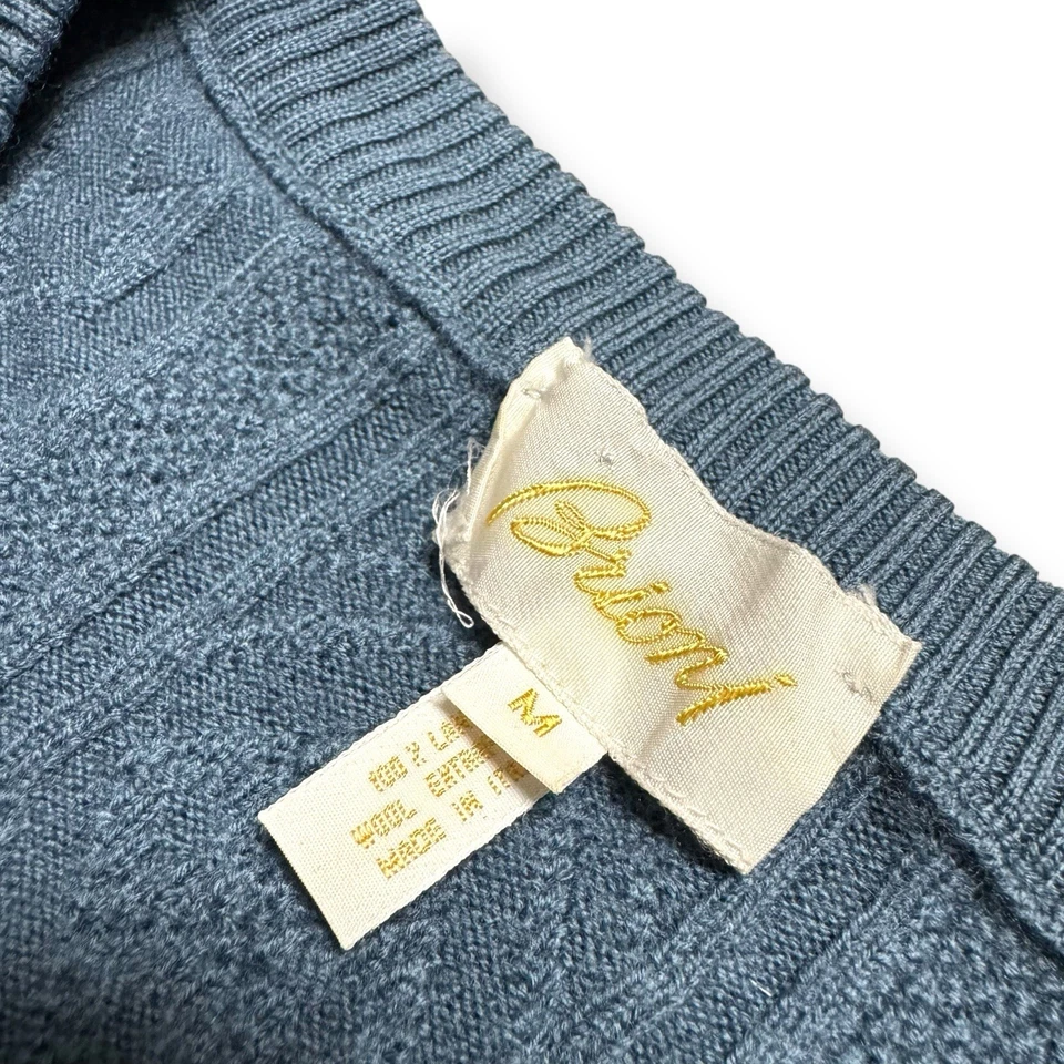 BRIONI Mens Sweater Blue M 100% Wool Textured Crew Neck Geometric - Image 3 of 4