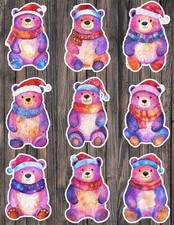 Purple Christmas Bear Die Cut Vinyl Stickers Scrapbooking Laptop Waterbottle