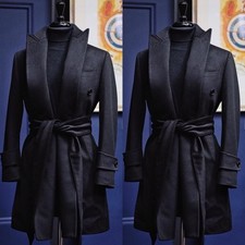 100 Cashmere Men Overcoat with Belt Slim Fit Business Men Outdoor Long Jackets