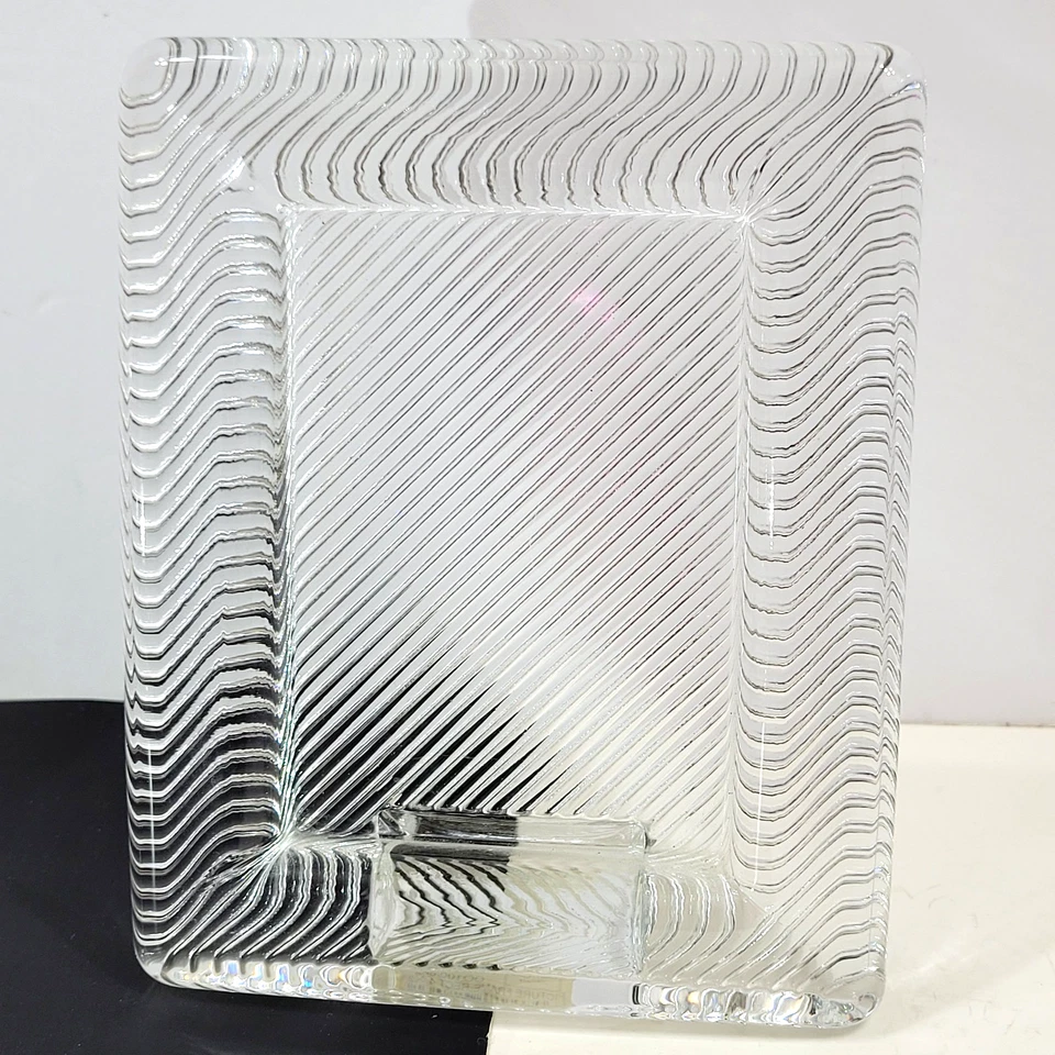 "Marco de fotos de vidrio Mikasa pulido retratos 4X2,75"" transparente moderno Japón de colección años 90" Foto 3 de 4