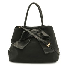 Prada Ribbon Logo Jacquard Handbag Women Black One Size