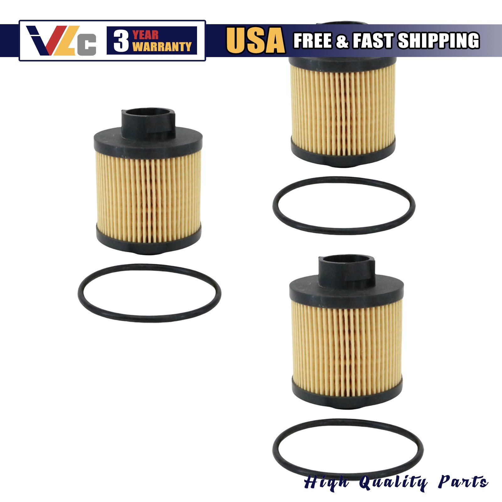 3X 07L115561C Oil Filter Fits 2004-2008 Lamborghini Gallardo USA