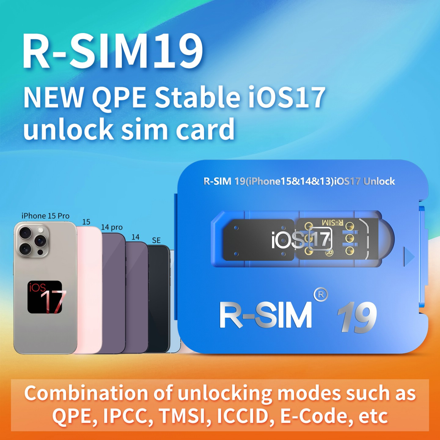 R-SIM19 QPE Stable Nano Unlock SIM Card For iPhone 15 14 13 12 Pro Max 11 IOS17