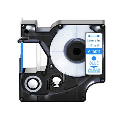 ENTERPRISEPARTNER 1PK 12mm 45011 Blue on Clear Label Tape S0720510 For DYMO D1 LabelManager 160
