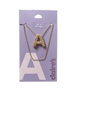 NIP Claires Letter "A" Necklace Rhinstones Silver Tone Kids Or Adults