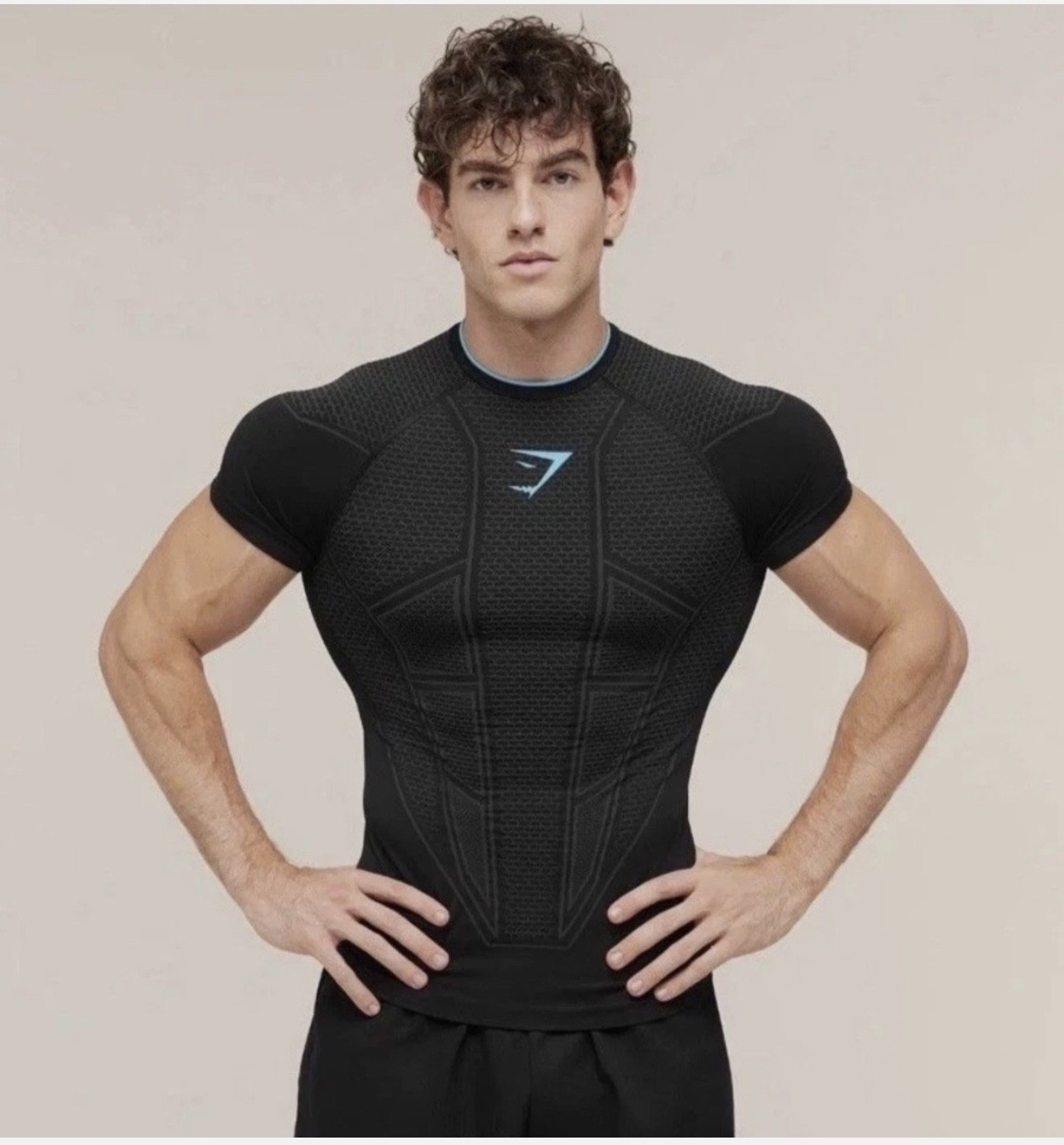 Gymshark Onyx V1 T-Shirt - Black/Onyx Grey/Brand Blue - LARGE ✅ In-Hand