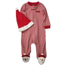 Carters Infant Boys  Girls Red Stripe Santa Claus Christmas Sleeper 6 Months