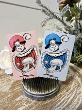 Vintage Pair Of Midcentury Dog Puppy Playing Cards, Trade Cards, Swap Cards