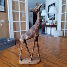 Vintage 8" Hand Carved Wooden Giraffe Figure Made in Kenya