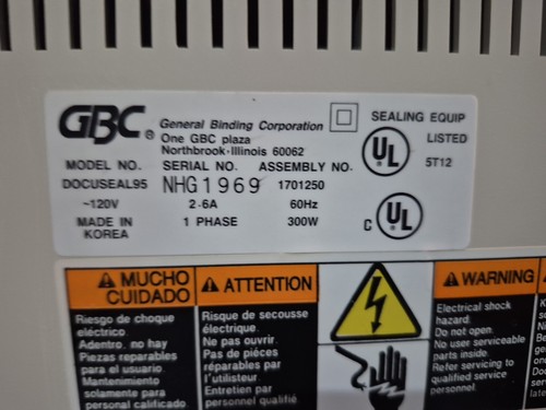 GBC DocuSeal 95 Laminator Teated Good Condition! - Picture 6 of 7