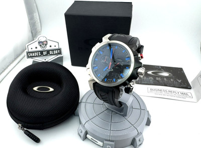 OAKLEY DOUBLE TAP STAINLESS STEEL WATCH W/ BLUE DIAL RUBBER STRAP OW0006-03 NEW