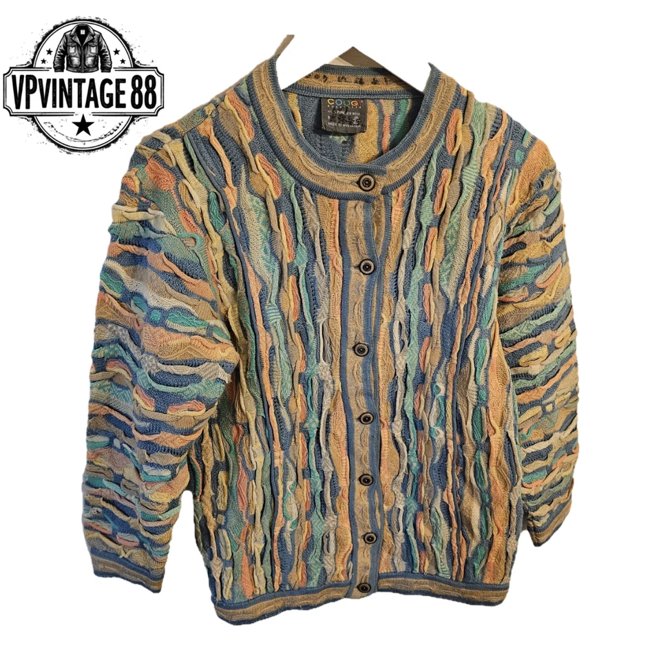 Vintage Coogi 90s Australia 3D Knit Cardigan Unisex Colourful Bold Rare Jumper - Image 2 of 4