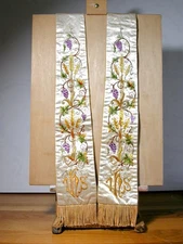 A Fine Embroidered Silk and Gold Thread Priest Stole in Magnificent Condition