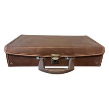 Vintage Cassette Tape Holder/Briefcase Brown Faux Leather Holds 24