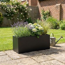Galvanised Metal  Black Trough Planter Plant Pot for Indoor and Outdoor Garden