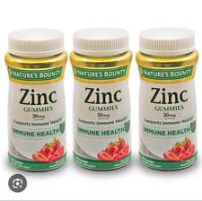 3 X Nature's Bounty Zinc Gummies 30mg 70 Mixed Berry Flavored Gummies.