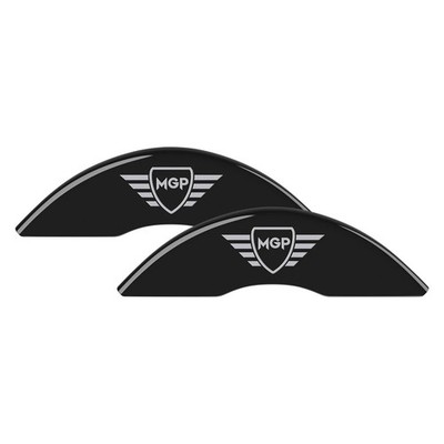 For Nissan Versa Note 14-19 MGP Gloss Black Front Caliper Covers w MGP Engraving