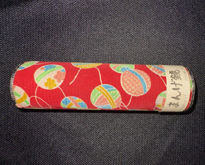 Japanese Fabric-Wrapped Mini Handheld Kaleidoscope Red Temari Ball Pattern