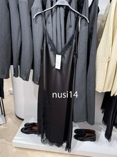 ZARA NEW WOMAN STRAPPY ASYMMETRIC ZW SATIN LACE DRESS BLACK XS-XL 5919/208/800