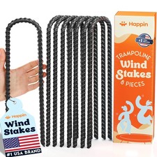 8 Pack Black Ultra Strong Trampoline Stakes, U Shaped Anchors, High Wind, Heavy