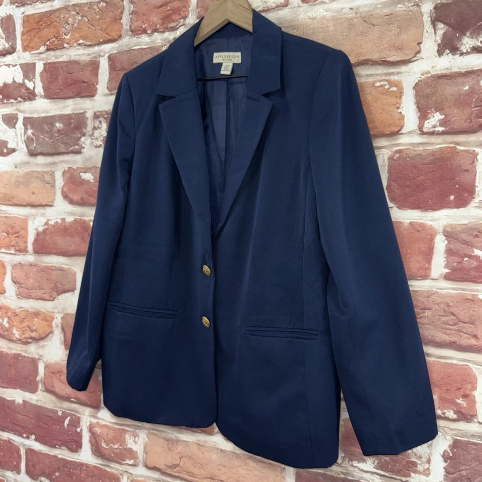 Blazer De Colección Appleseeds Mujer 14 Pequeño Azul Informal Carrera Trabajo Oficina Chaqueta Foto 3 de 4