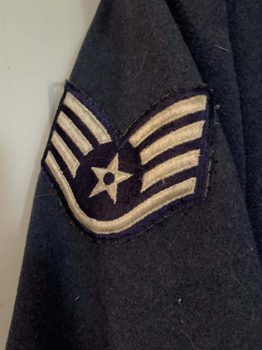 Vintage 1950s US Air Force Blue Wool Uniform Overcoat Coat