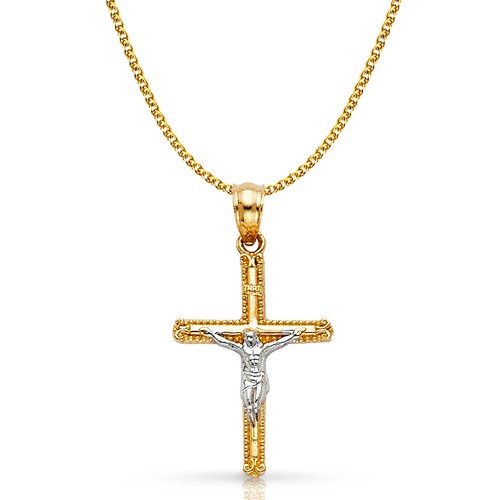 Two Tone Gold Crucifix Cross Pendant 