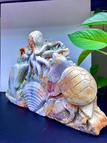 4.34LB Natural colored sea jade hand carved quartz healing specimen - 第 13/15 張圖片