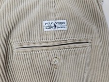 Vintage Polo Cords Ralph Lauren Corduroy Khaki Trouser Pant 34x30 Beige Wide Leg