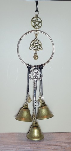 Witch Bells with Triquetra & Key for Door Witchcraft Bells Supplies Wicca NEW - Picture 2 of 2