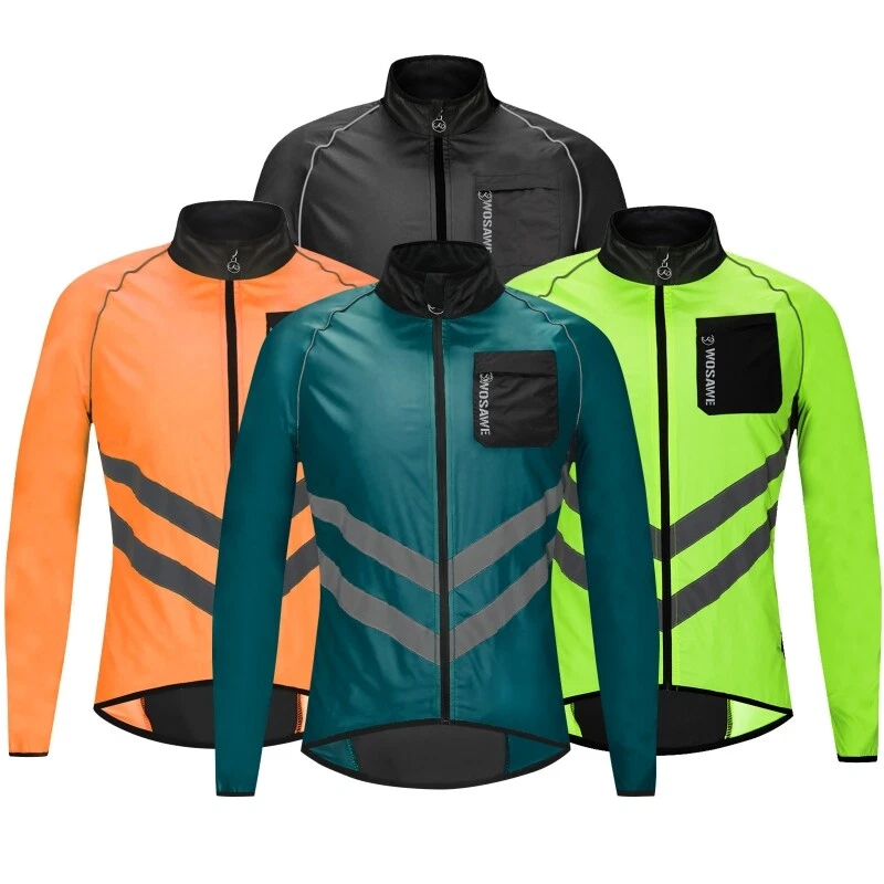 WOSAWE High Visibility Cycling Jacket Reflective Windbreaker Waterproof MTB Coat