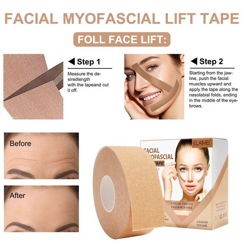 Cinta de kinesiología de 2,5 cm * 5 M para rostro, cuello, levantamiento de ojos, eliminación de arrugas, SkinCar - Imagen 10 de 31