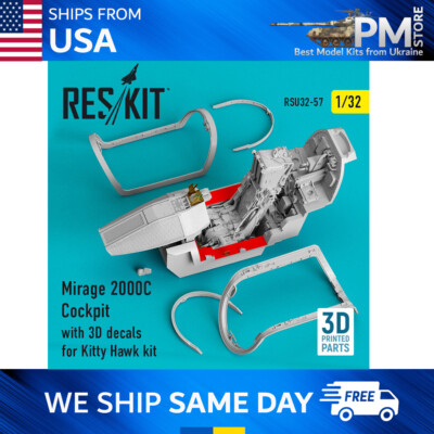 Reskit RSU32-0057 Mirage 2000C Cockpit with 3D decals for Kitty Hawk kit 1/32