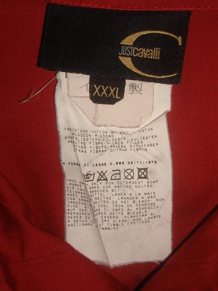 CAMISA SOCIAL CASUAL JUST CAVALLI MISTURA DE ALGODÃO VERMELHO SÓLIDO L/S 3XL eur/G EUA AJUSTADA - Imagem 4 de 4