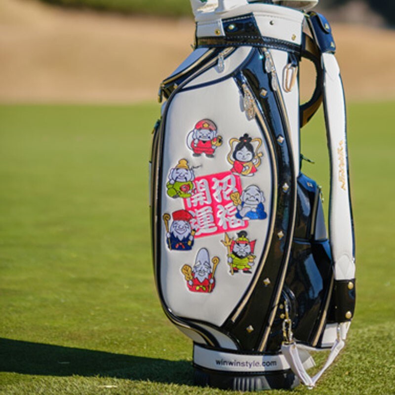 WINWIN STYLE Golf Japan 2023 SEVEN GODs CART BAG CB381 Black Caddy 9.0