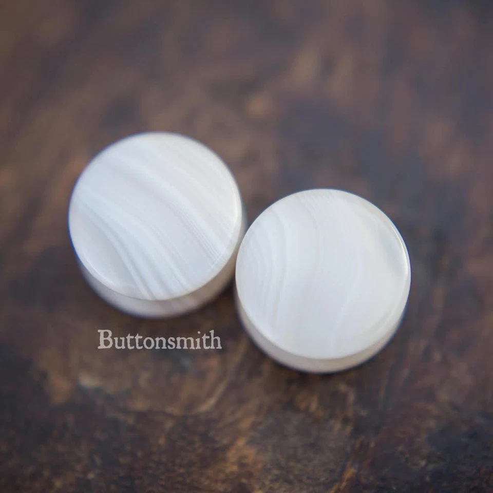 Par de tapones de piedra orgánica natural de ágata gris medidores túneles de oído 2 g - 1" 10 talla Foto 2 de 4