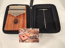 JDR 17 Keys Kalimba Thumb Piano Instrument Mahogany Wood and Tuner Hammer K17M
