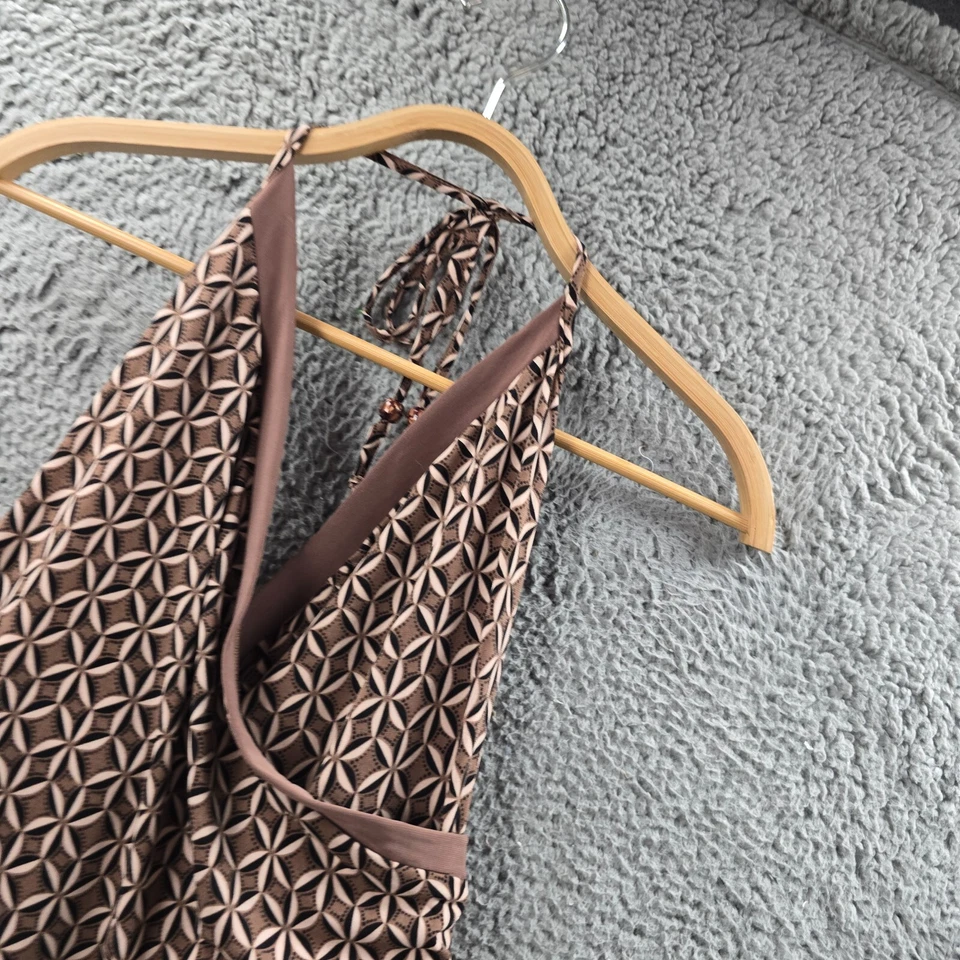 Vintage Rockmans Womens A-line Dress Size 12 Brown Beige Stretch Knit Sleeveless - image 3 of 4