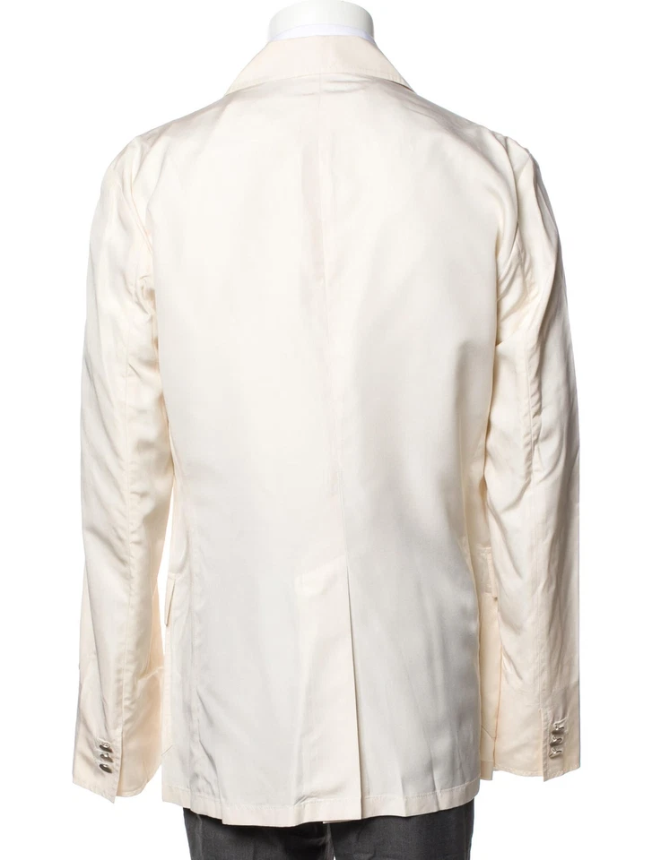 Mens PRADA 283636 Silk Blazer Ivory size XL / IT52 - Imagem 3 de 4