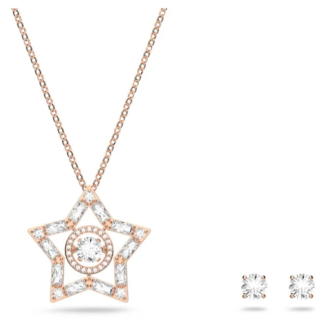 Swarovski Stella set Mixed cuts, Star, White, Rose Gold-tone